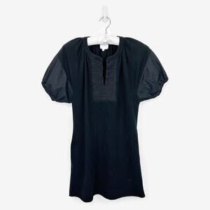 Sundays Puff Sleeve Mini Dress Size S Black Cotton Blend Pockets Casual Softcore